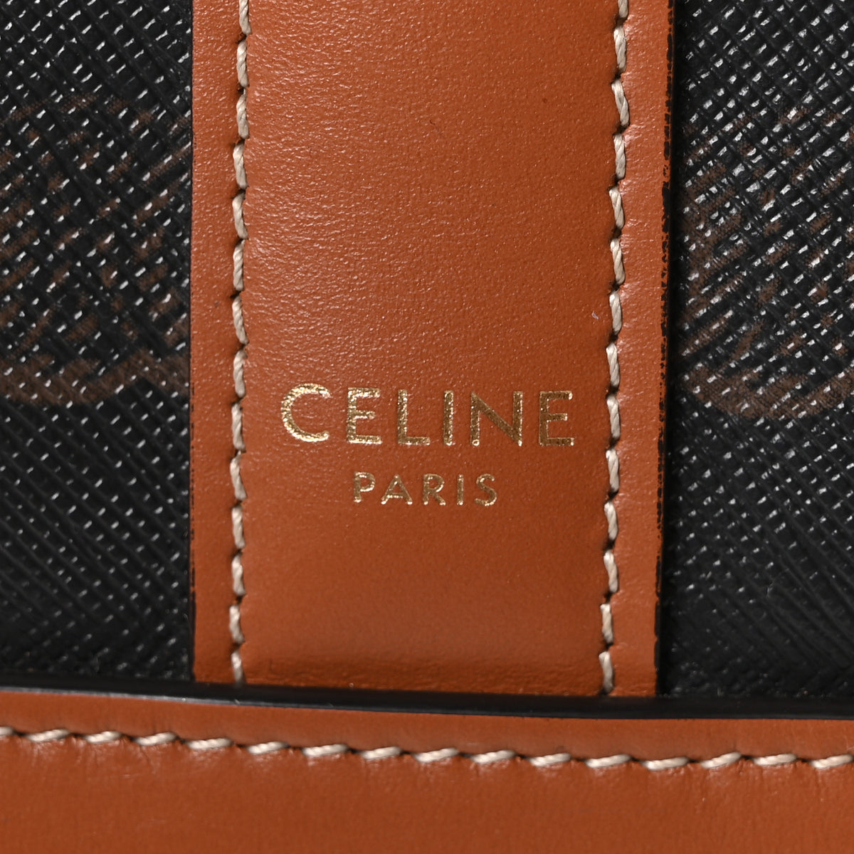 Celine Triomphe Canvas Calfskin Medium Bucket Bag Tan 6 of 10