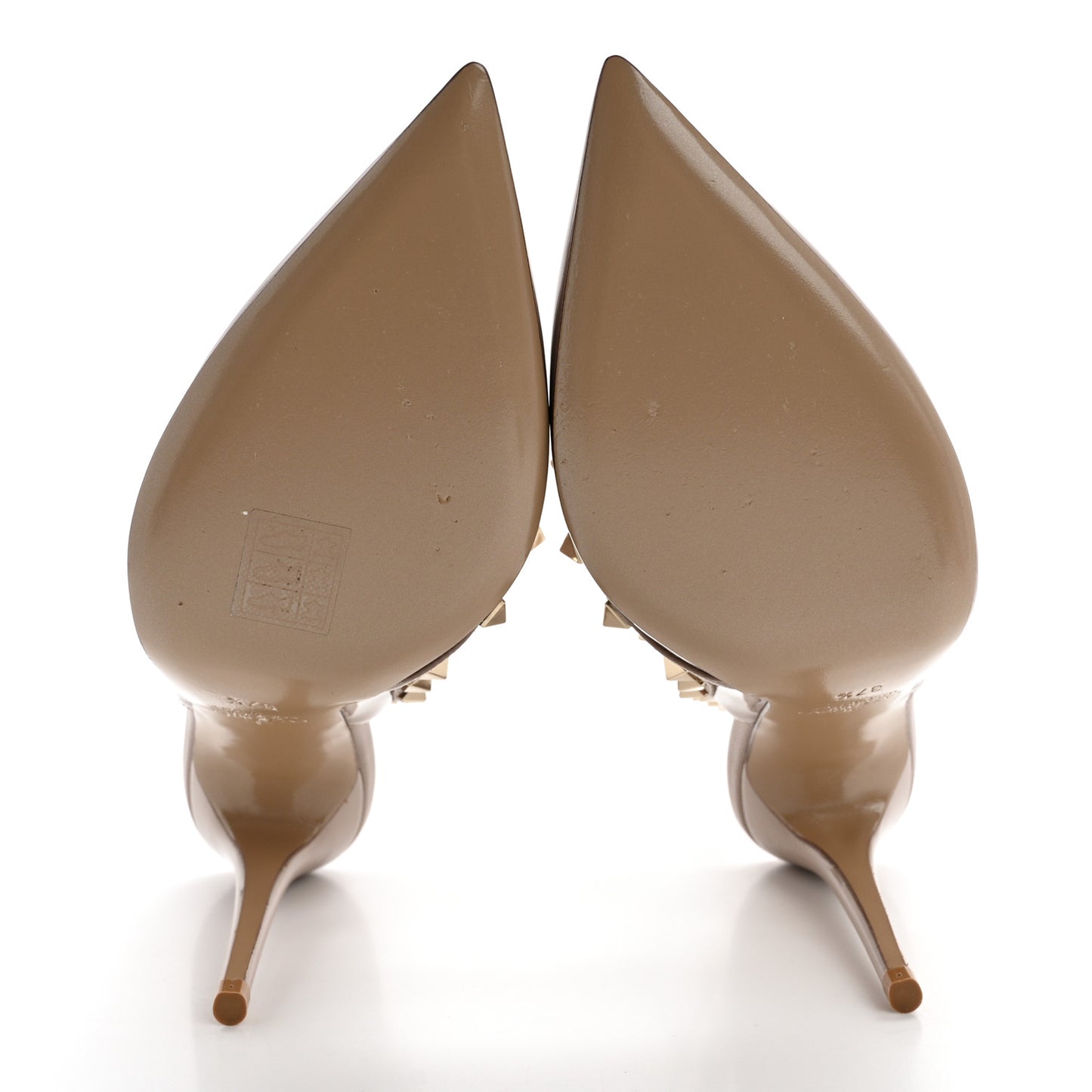 Patent Nappa Rockstud Ankle Strap 100mm Pumps 37.5 Poudre