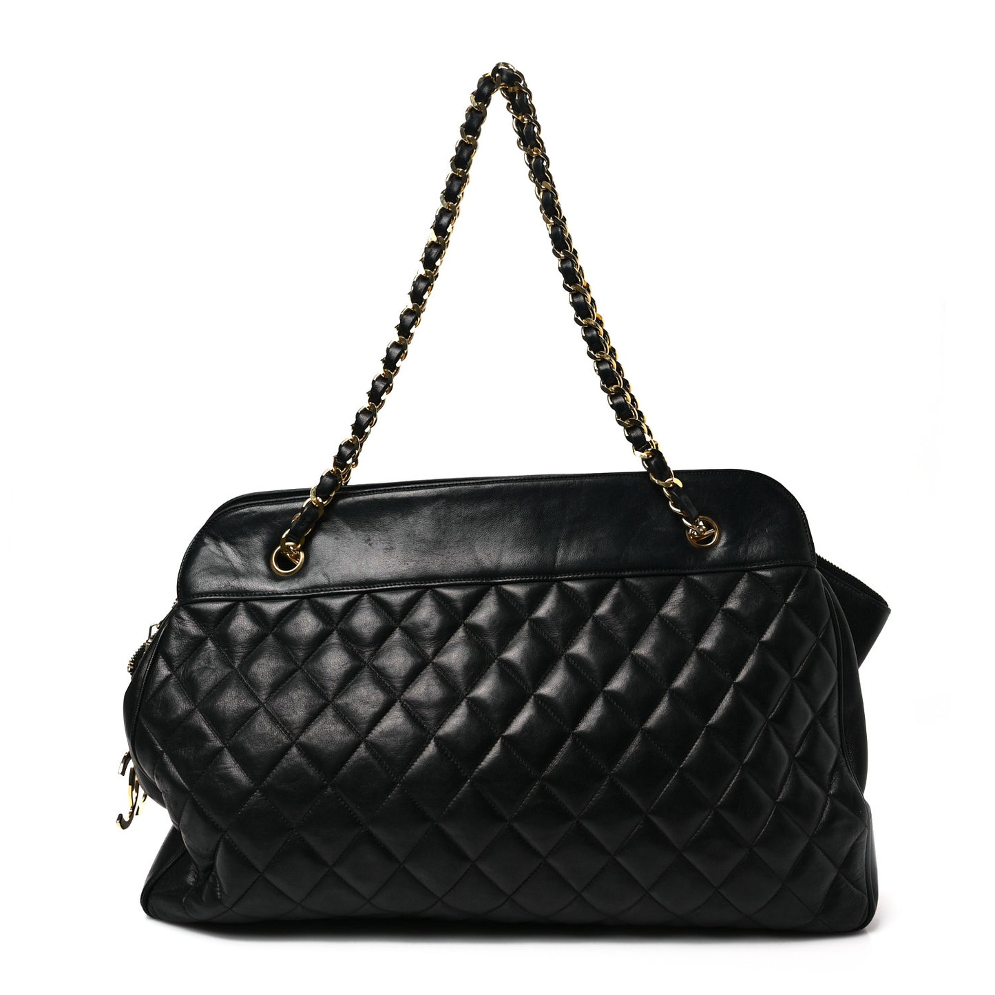 Lambskin Quilted Shoulder Bag Black