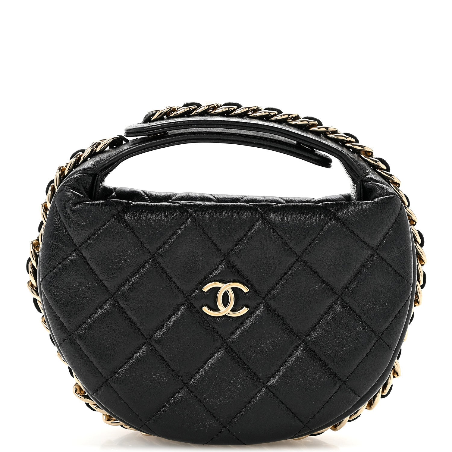 Chanel Lambskin Quilted Chain Around Pouch Hobo Black 1 of 10