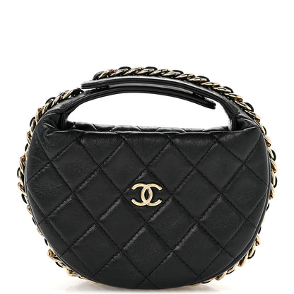 Chanel Lambskin Quilted Chain Around Pouch Hobo Black 1 of 10