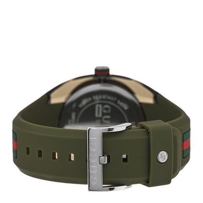 Gucci Stainless Steel Rubber 46mm Sync Web Quartz Watch Hunter Green 3 of 5