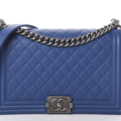 Chanel Caviar Quilted New Medium Boy Flap Dark Blue 9 of 11