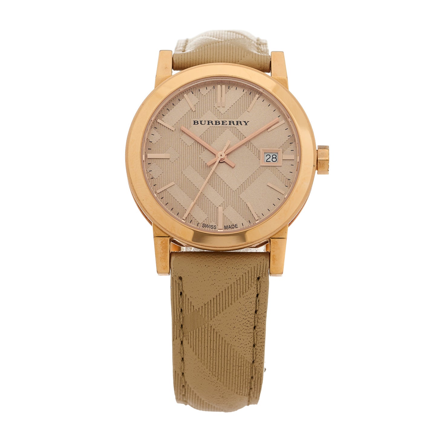 Stainless Steel Calfskin 34mm The City Quartz Watch Beige BU9154