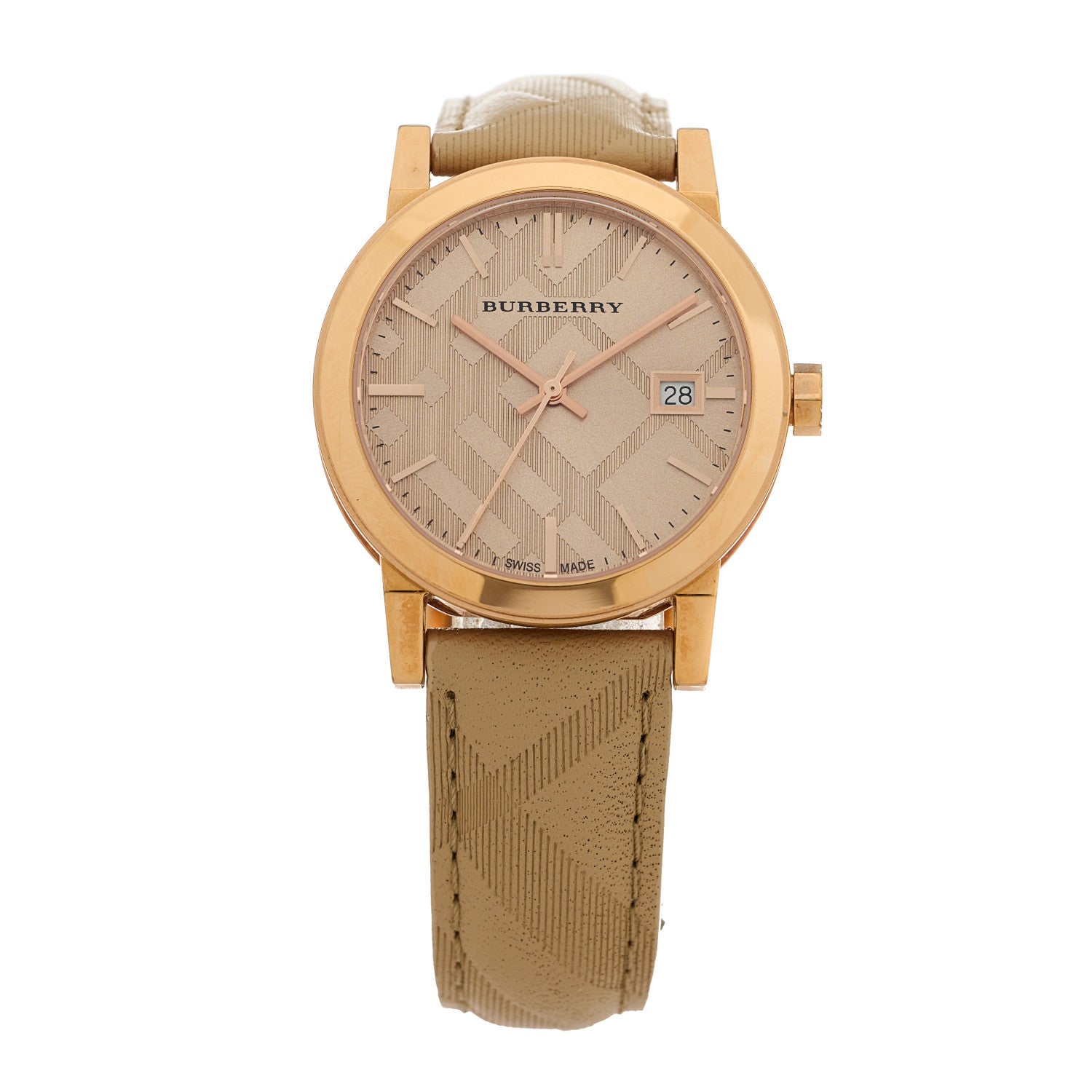 Burberry Stainless Steel Calfskin 34mm The City Quartz Watch Beige BU9154 1 of 5