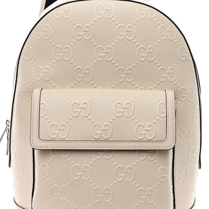 Gucci Calfskin GG Tennis Embossed Backpack Mystic White Black 8 of 11