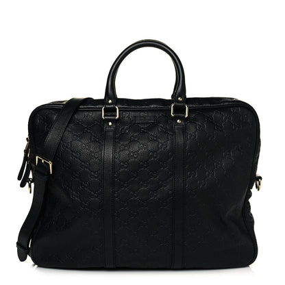 Gucci Guccissima Signature Briefcase Black 1 of 14