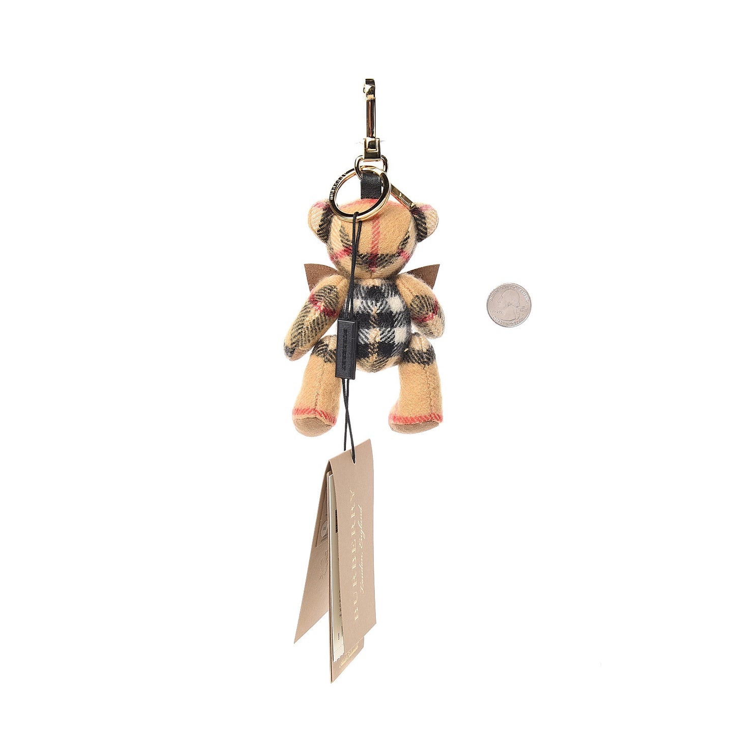 Cashmere Vintage Check Thomas Bear Bag Charm Antique Yellow