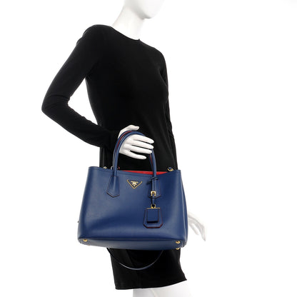 Prada Saffiano Cuir Medium Double Bag Bleuette 3 of 9
