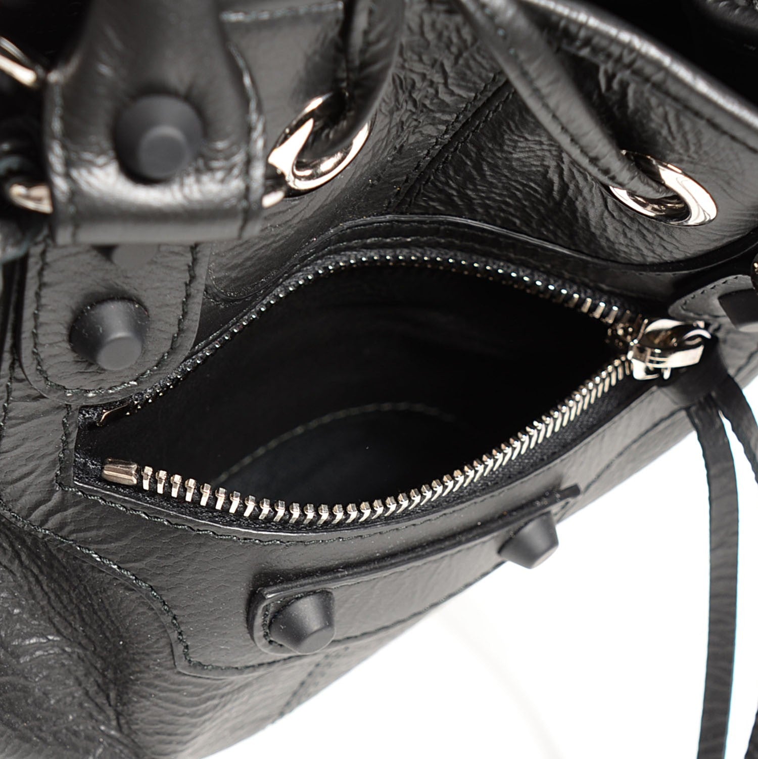 Balenciaga Matte Goatskin Rubber Covered Classic Hardware Mini Pompon Black 8 of 10
