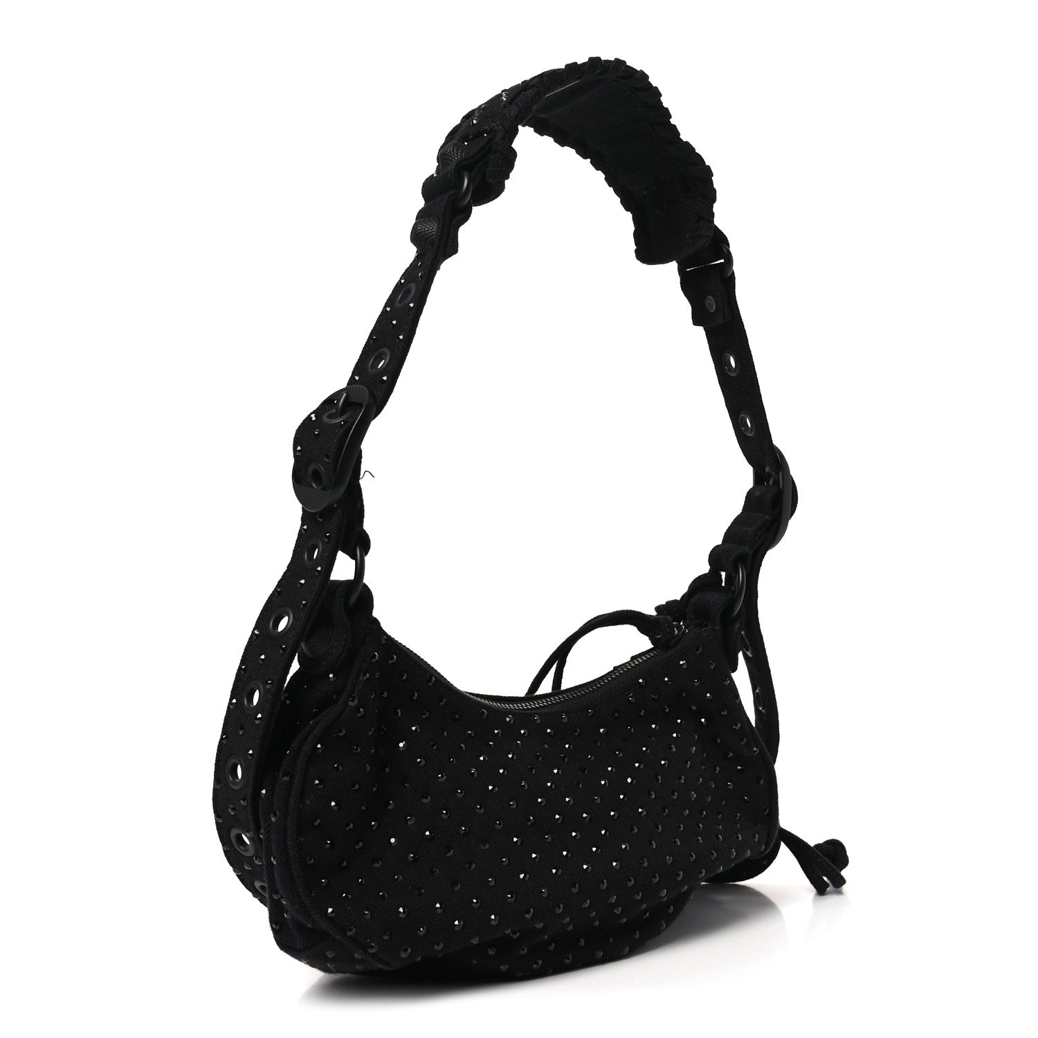 Balenciaga Denim Embellished Le Cagole Shoulder Bag XS Black 3 of 12