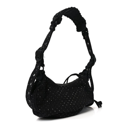 Balenciaga Denim Embellished Le Cagole Shoulder Bag XS Black 3 of 12