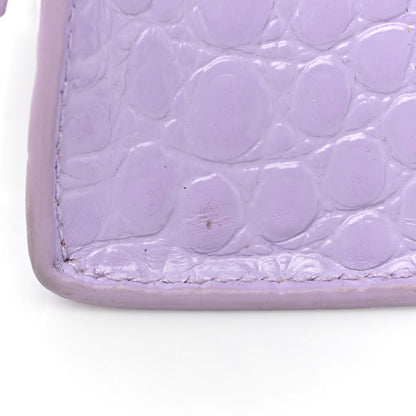Balenciaga Shiny Calfskin Crocodile Embossed Hourglass Top Handle Bag XS Lilac 18 of 19