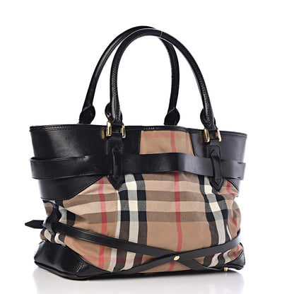 Burberry House Check Bridle Calfskin Medium Lynher Tote Black 3 of 15