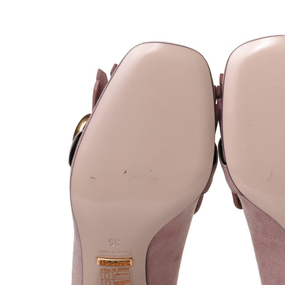 Gucci Kid Scamosciato GG Marmont Fringe 50mm Loafer Pumps 35 Crystal Pink 8 of 14