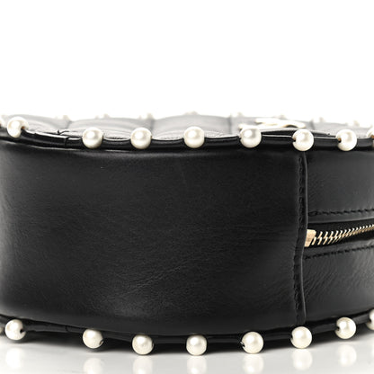 Chanel Calfskin Quilted Pearl Round Clutch With Chain Black 9 of 9