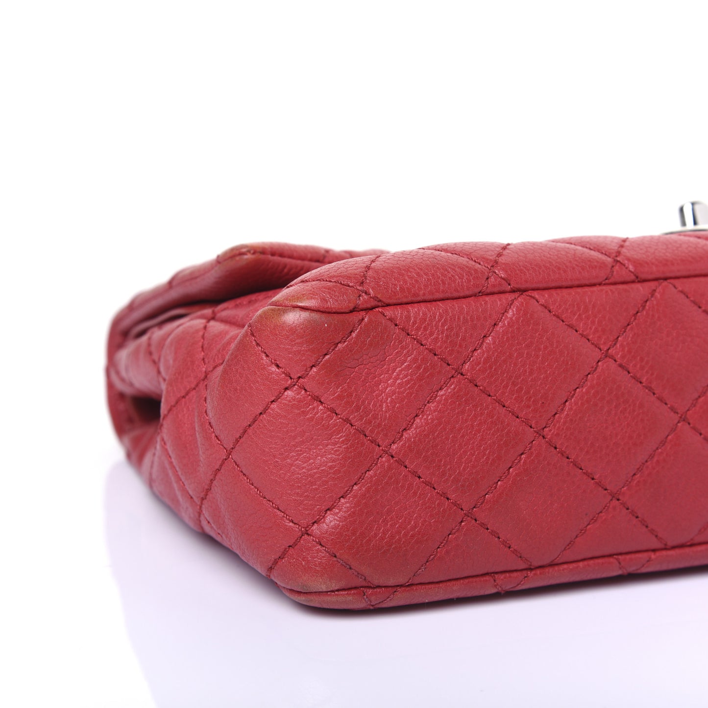 Washed Caviar Quilted Medium Double Flap Red