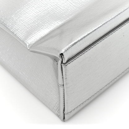 Balenciaga Metallic Squared Calfskin Logo North South Shopper Tote XXS Silver 10 of 12