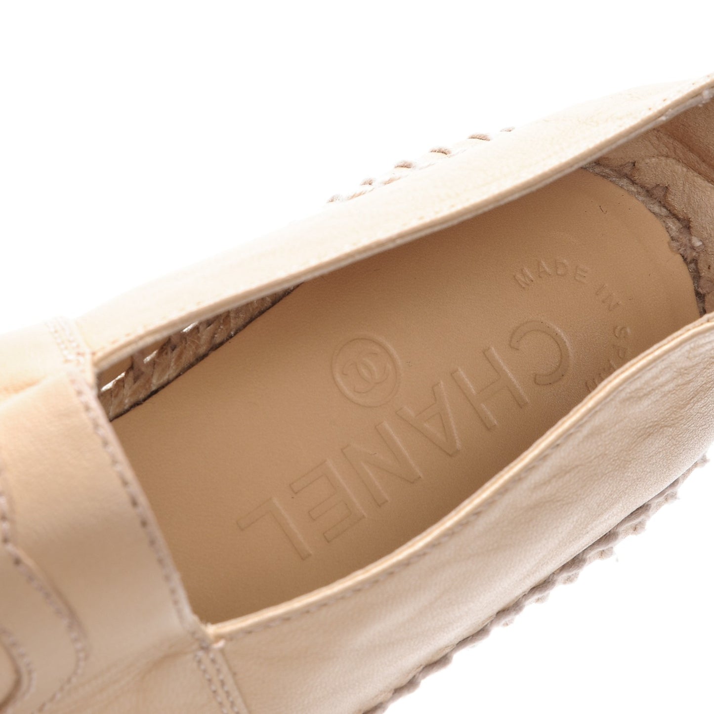 Lambskin CC Espadrilles 38 Beige Black