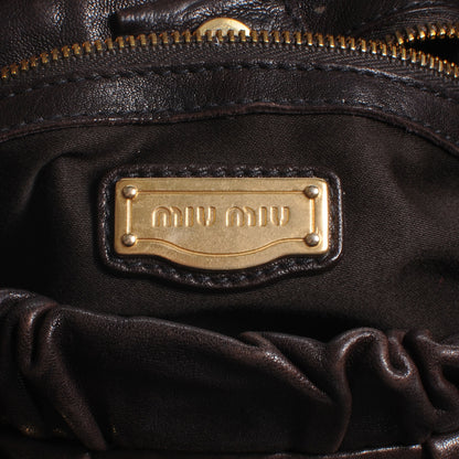 Miu Miu Leather Gathered Tote Brown 5 of 7