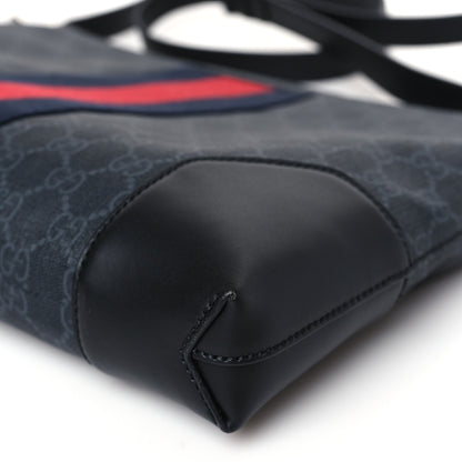Gucci Soft GG Supreme Monogram Appia Calfskin Web East West Messenger Bag Black Grey 9 of 9