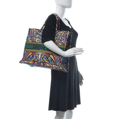 Christian Dior Canvas Embroidered Butterfly Book Tote Black Multicolor 2 of 9