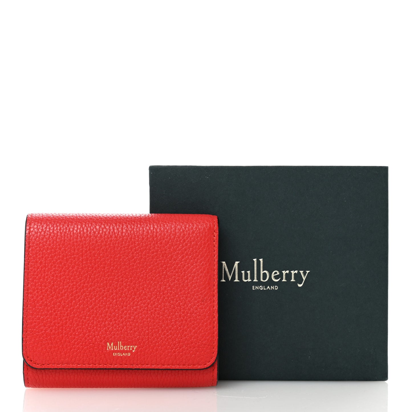Small Classic Grain Tri-fold Wallet Red