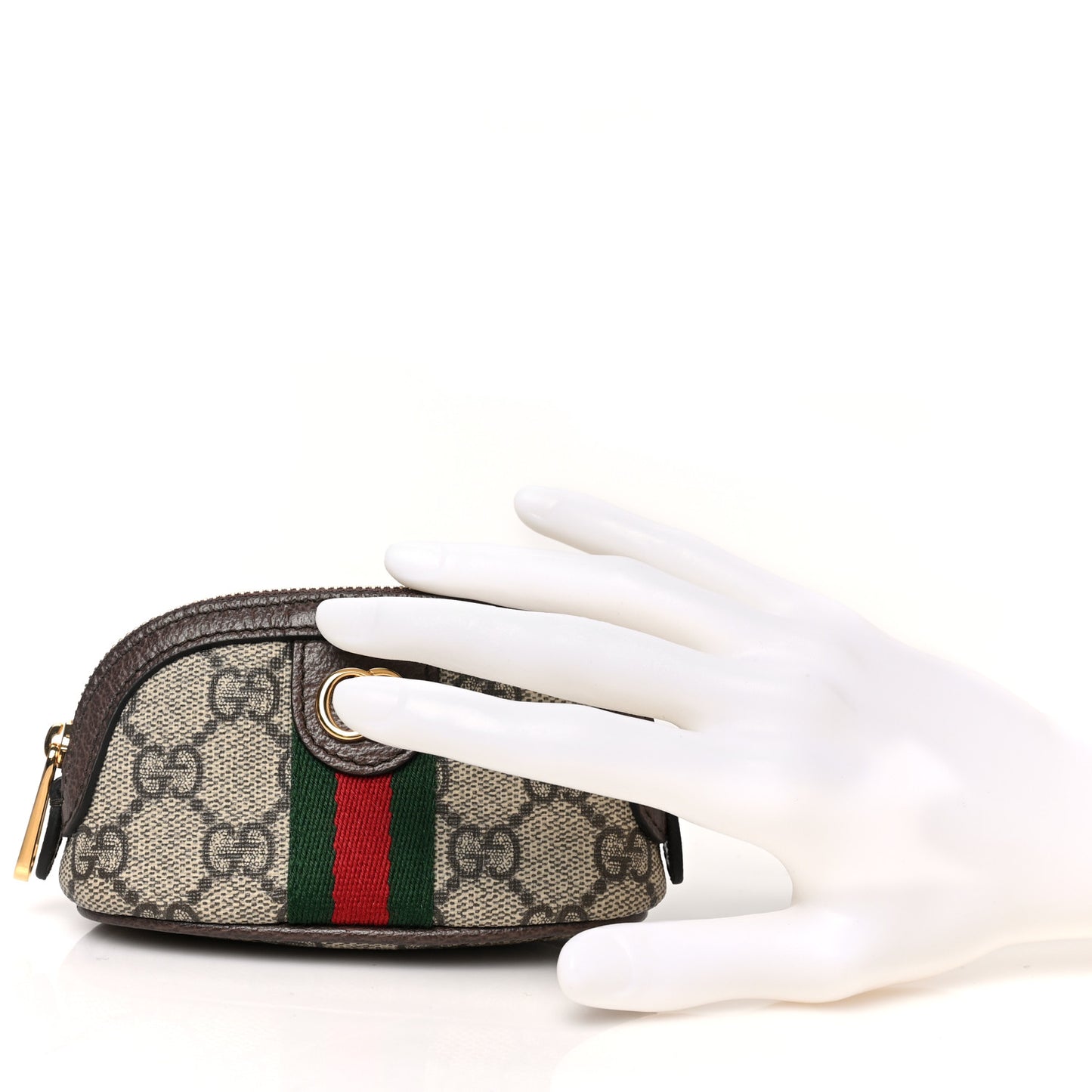 GG Supreme Monogram Web Ophidia Dome Key Pouch Beige New Acero