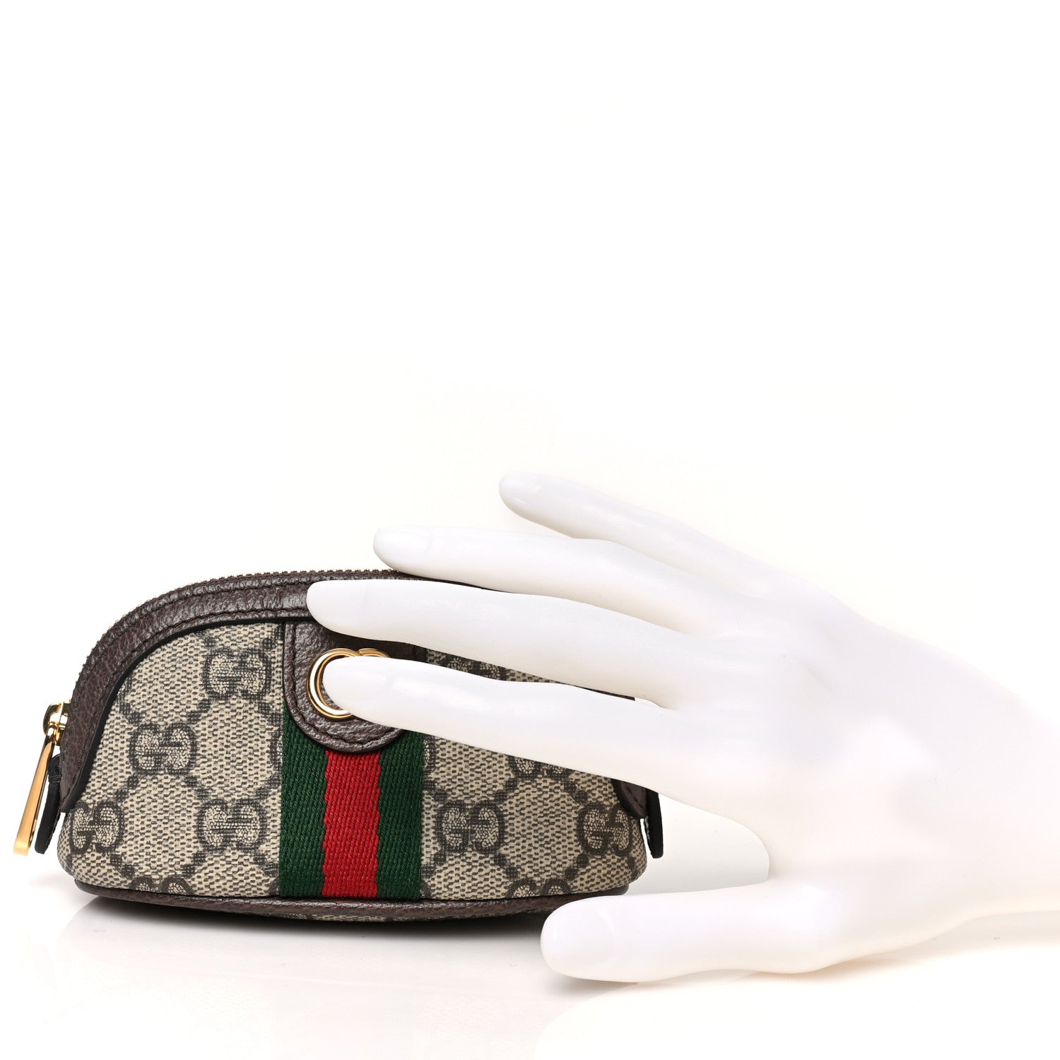 Gucci GG Supreme Monogram Web Ophidia Dome Key Pouch Beige New Acero 2 of 7