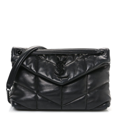 Saint Laurent Lambskin Quilted Monogram Monochrome Small Loulou Puffer Chain Satchel Black 1 of 11