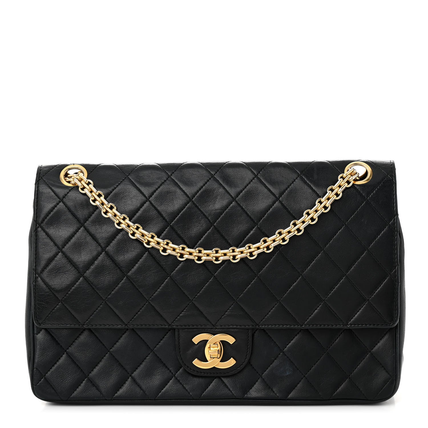 Chanel Lambskin Quilted Medium Double Flap Bijoux Chain Black 1 of 13