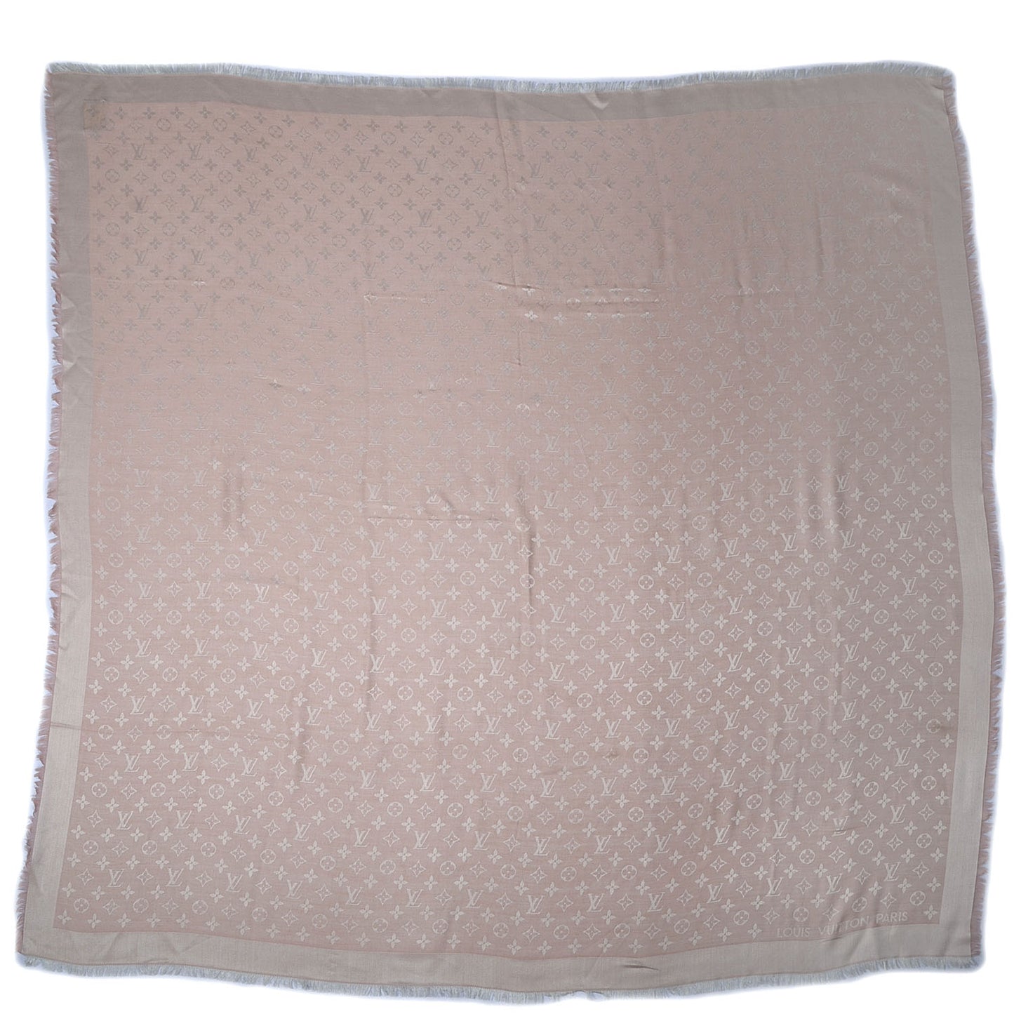 Silk Wool Monogram Denim Shawl Rose