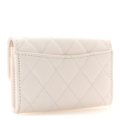 Chanel Caviar Quilted Flap Card Holder Wallet White 3 of 9