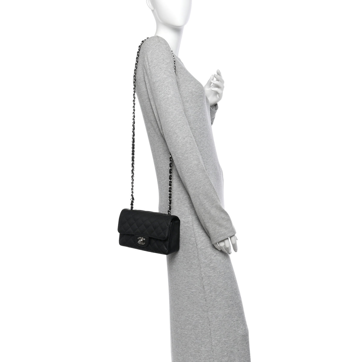 Caviar Quilted Mini Rectangular Flap Black