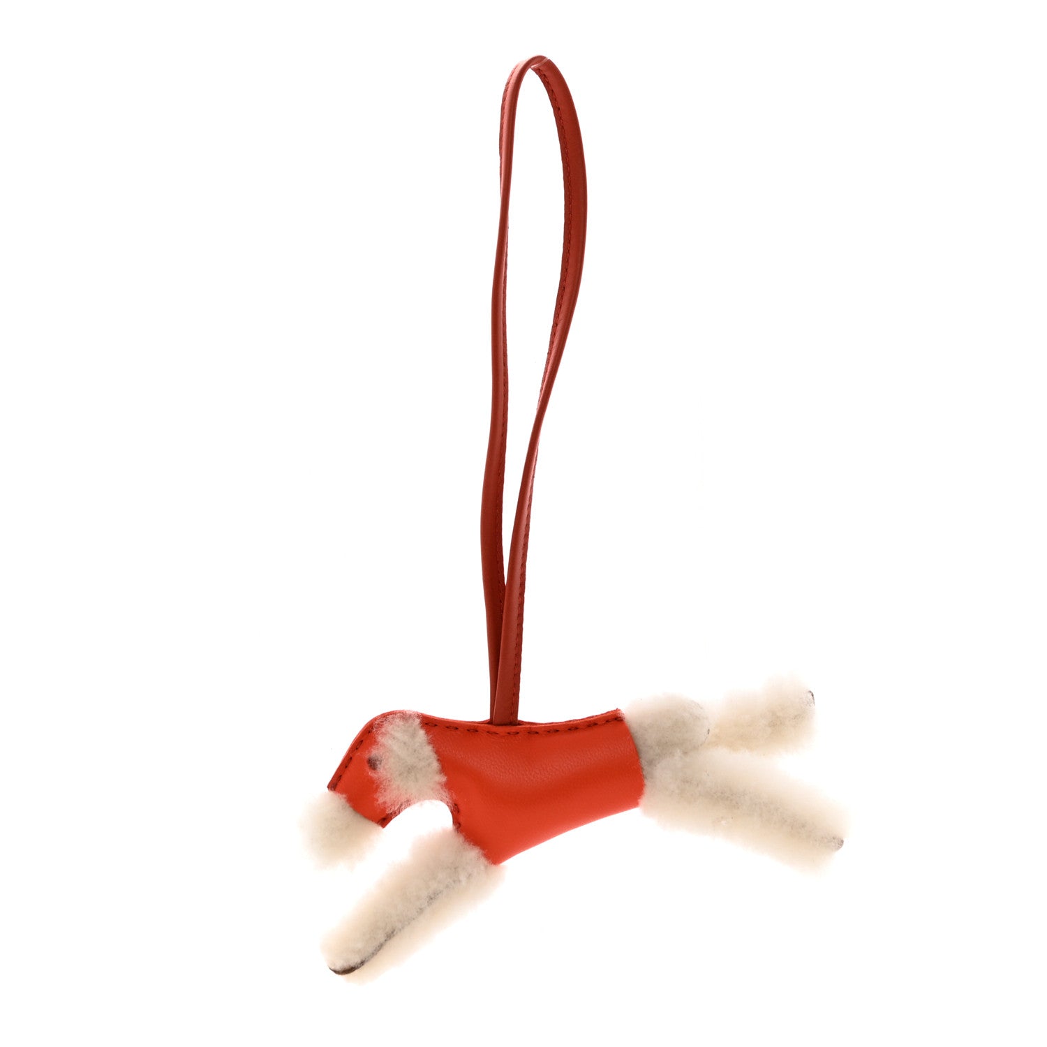 Hermes Milo Lambskin Shearling Budy Charm Orange Poppy 1 of 6