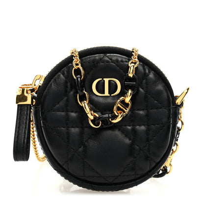 Christian Dior Lambskin Mini Cannage Round Caro Crossbody Pouch Black 1 of 8