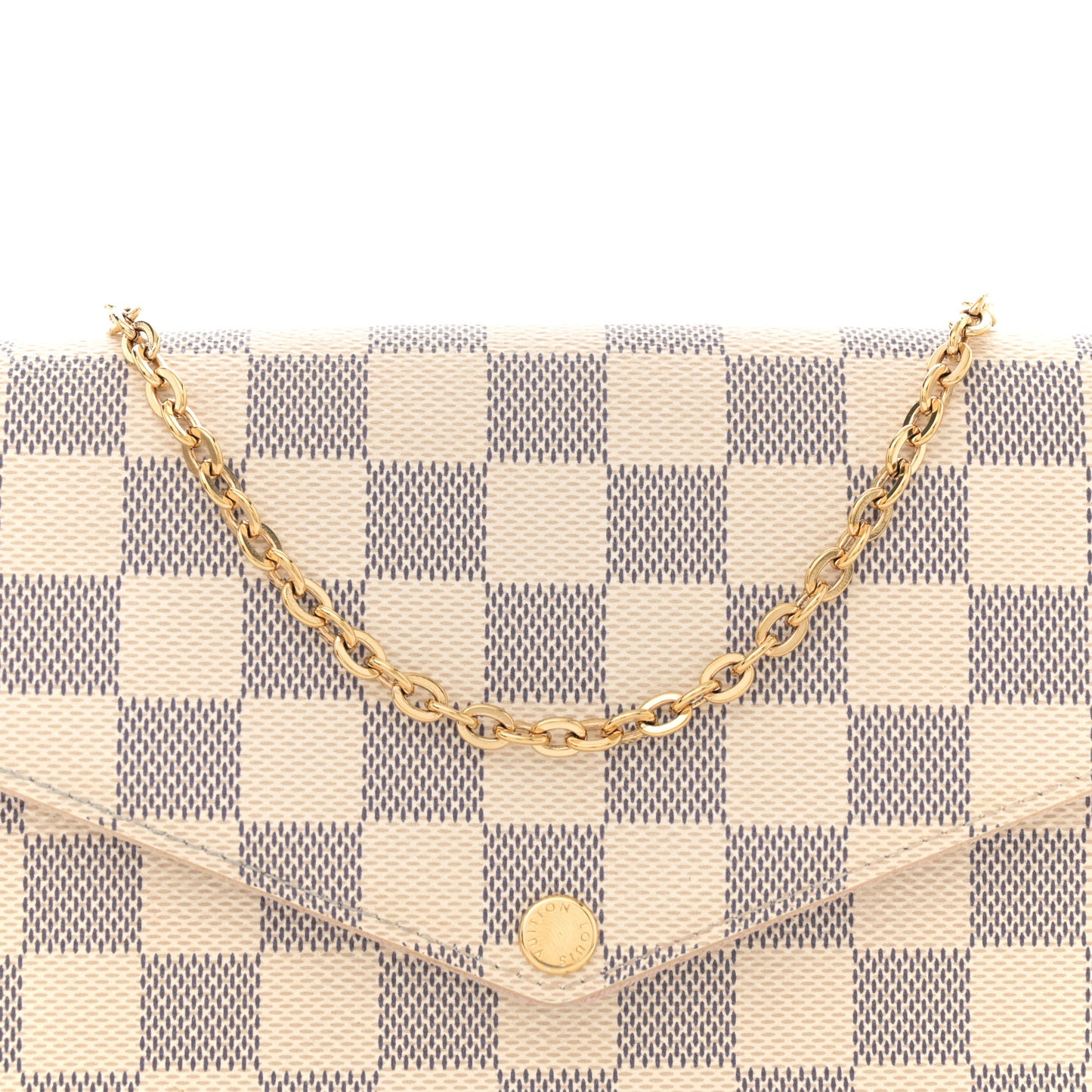 Damier Azur Pochette Felicie Chain Wallet Rose Ballerine