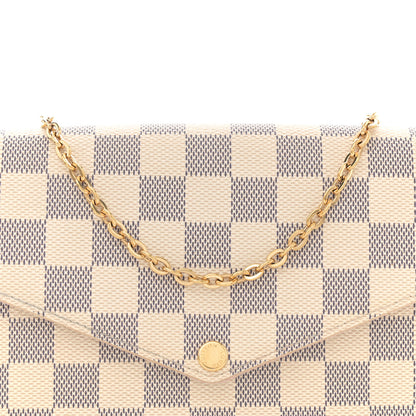 Louis Vuitton Damier Azur Pochette Felicie Chain Wallet Rose Ballerine 9 of 12