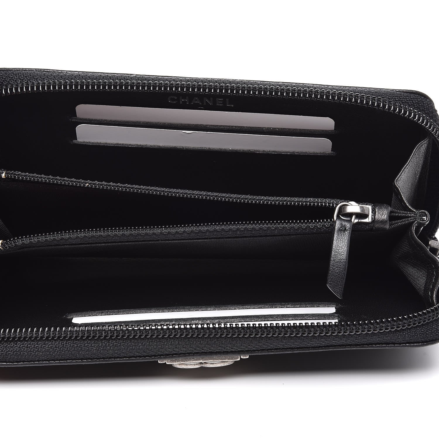 Chanel Caviar Quilted Small Boy Zip Around Wallet Black 5 of 9