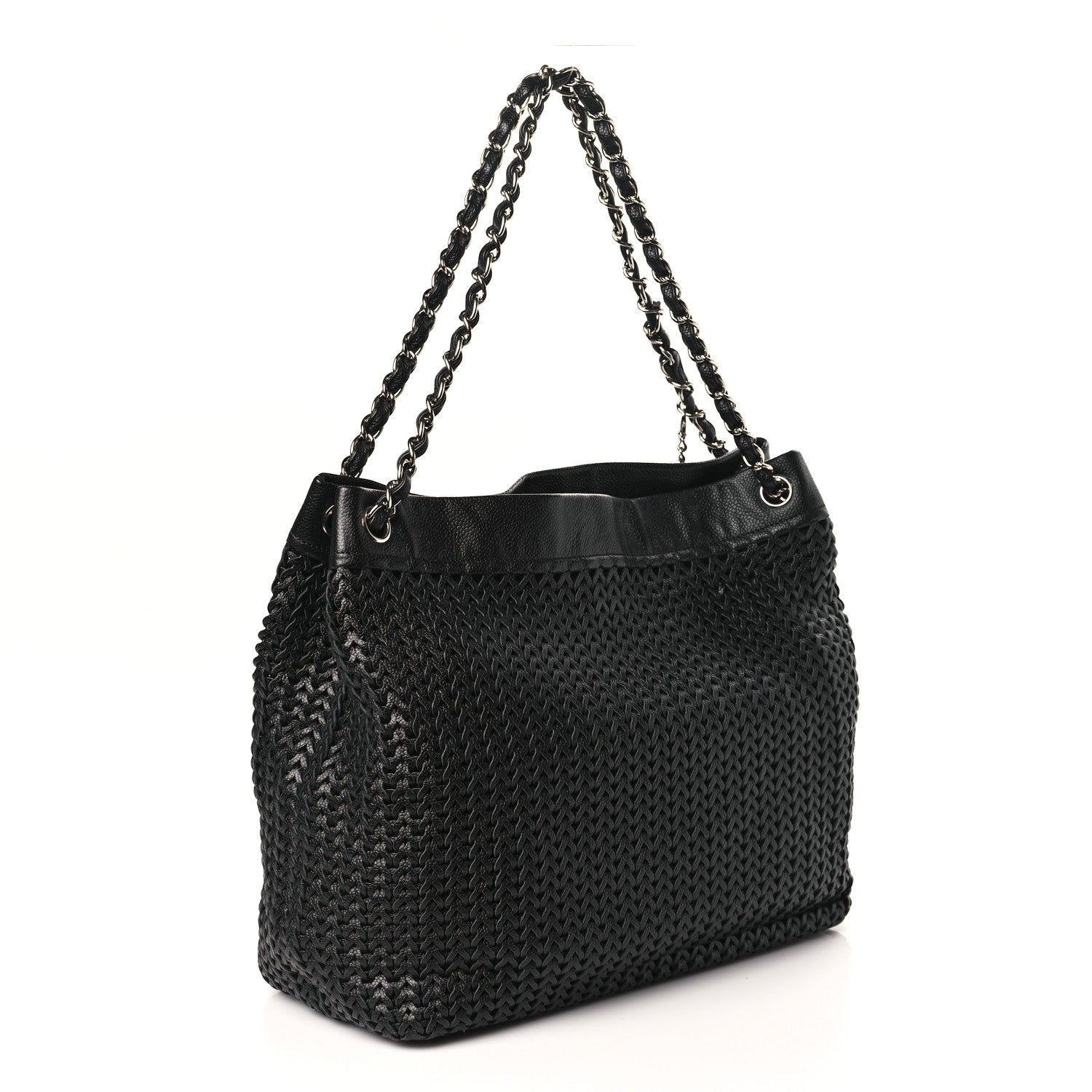 Chanel Calfskin Braided CC Tote Black 3 of 9