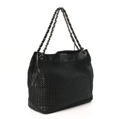 Chanel Calfskin Braided CC Tote Black 3 of 9