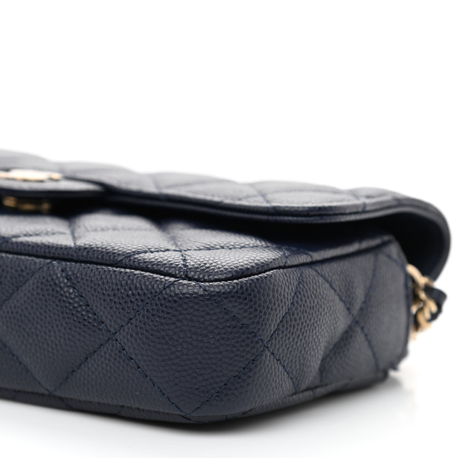 Chanel Caviar Quilted Flap Phone Holder With Chain Navy 12 of 13