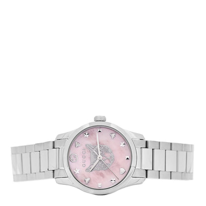 Gucci Stainless Steel Pink Mother of Pearl 27mm G-Timeless Cat Quartz Watch 2 of 4