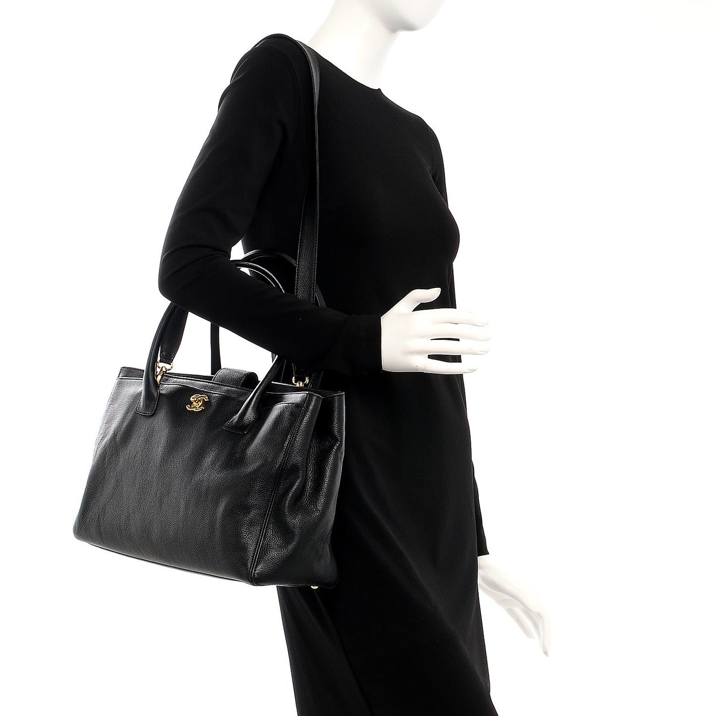 Calfskin Cerf Shopper Tote Black