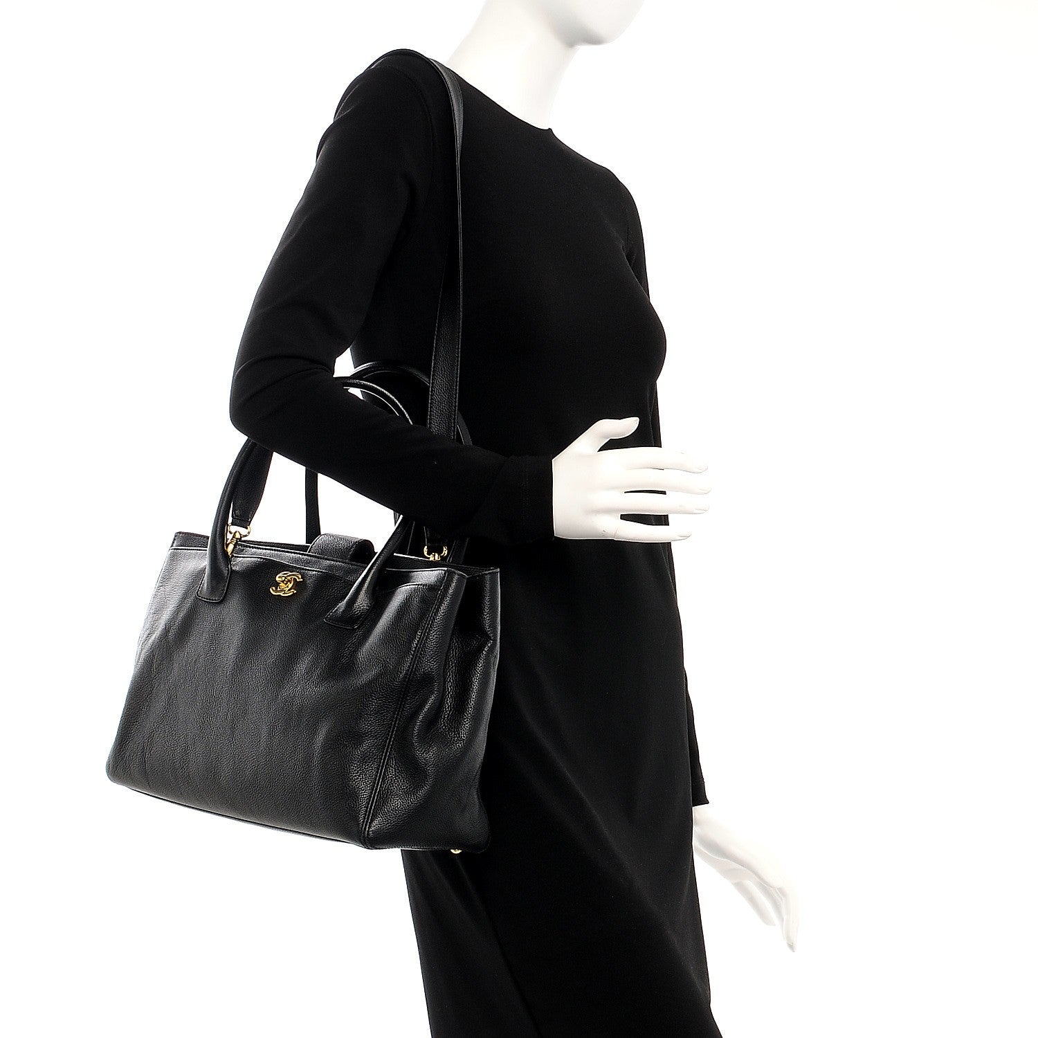 Chanel Calfskin Cerf Shopper Tote Black 3 of 13