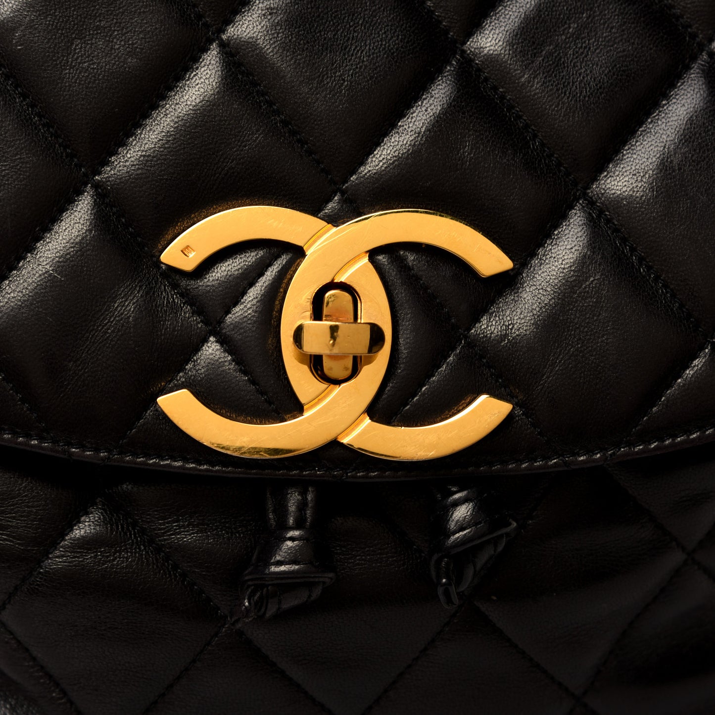 Lambskin Quilted Backpack Black