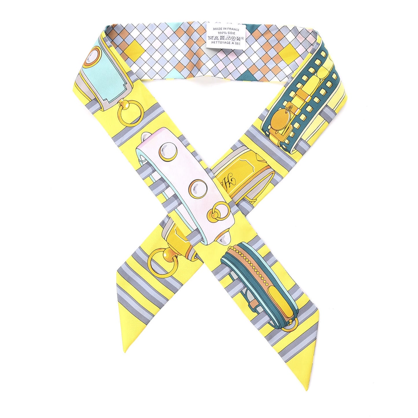 Silk Colliers De Chiens Remix Twilly Jaune Vif Gris Perle