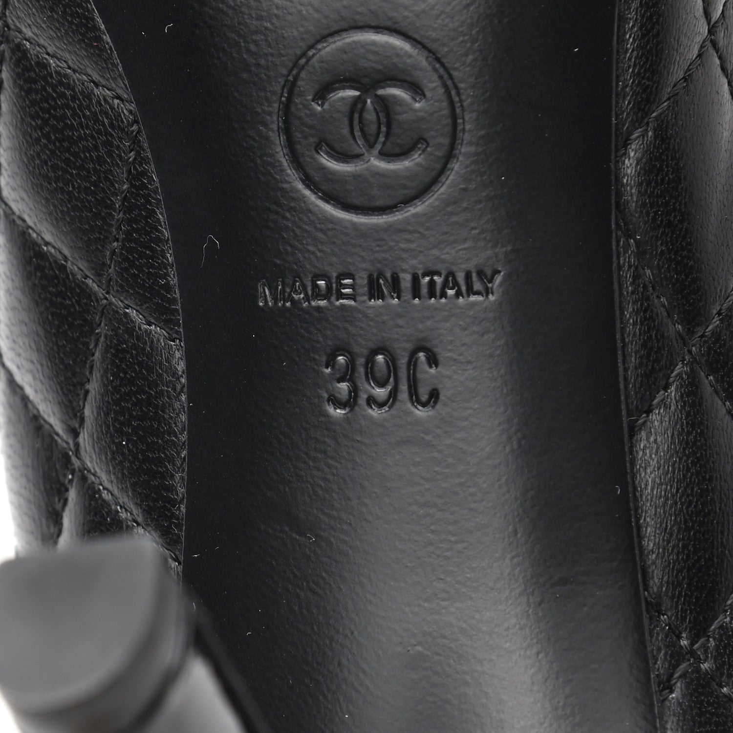 Chanel Lambskin Patent CC Chain Pumps 39 Black 6 of 8