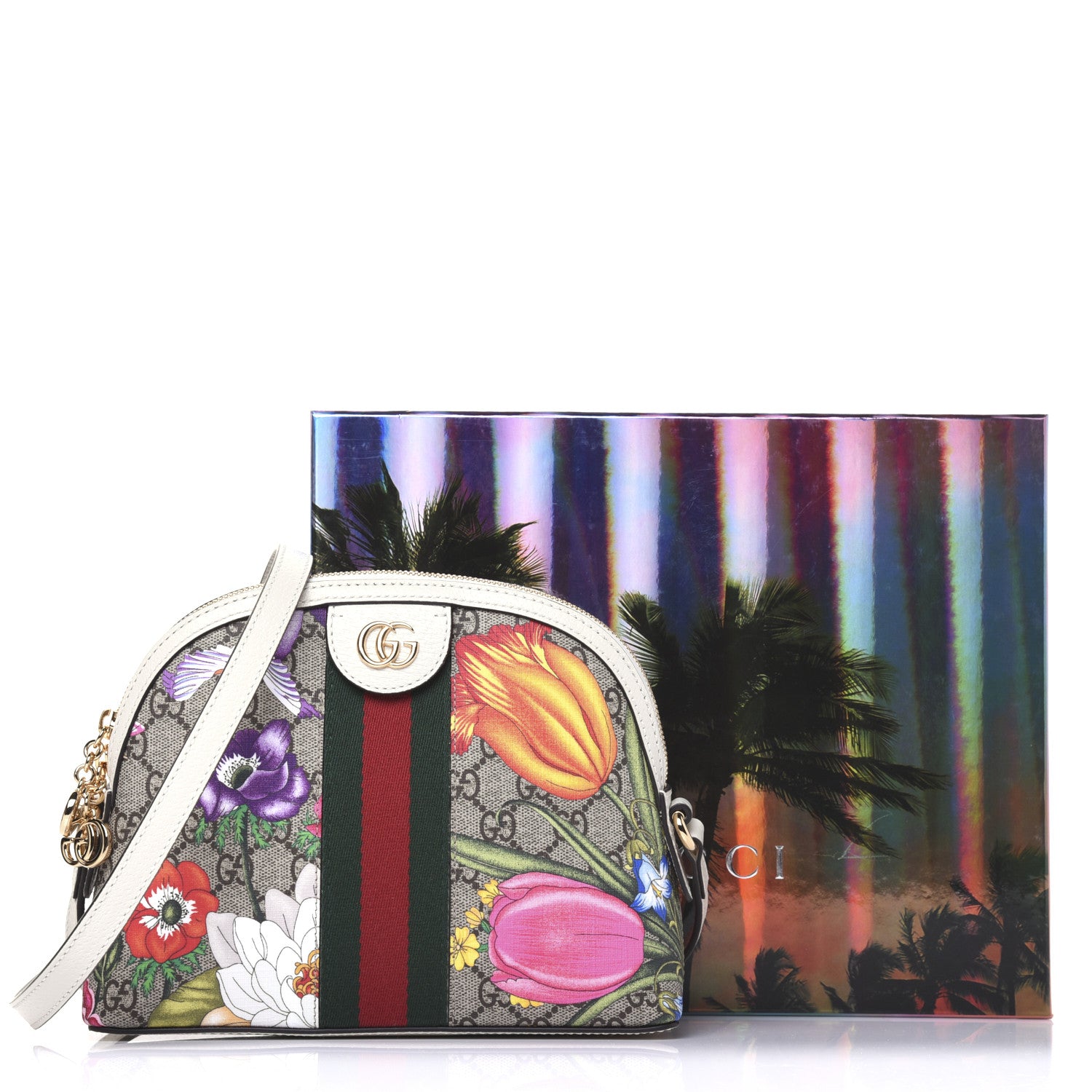 Gucci GG Supreme Monogram Flora Web GG Small Ophidia Dome Shoulder Bag White 16 of 16