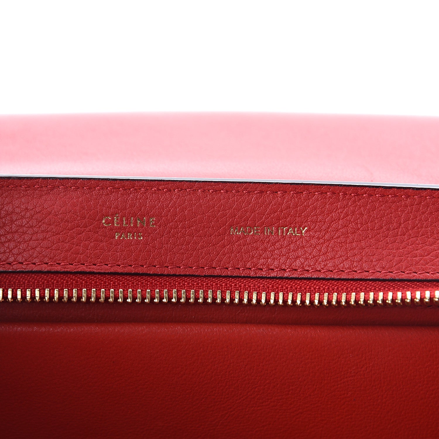 Celine Drummed Calfskin Suede Small Trapeze Coquelicot 5 of 8